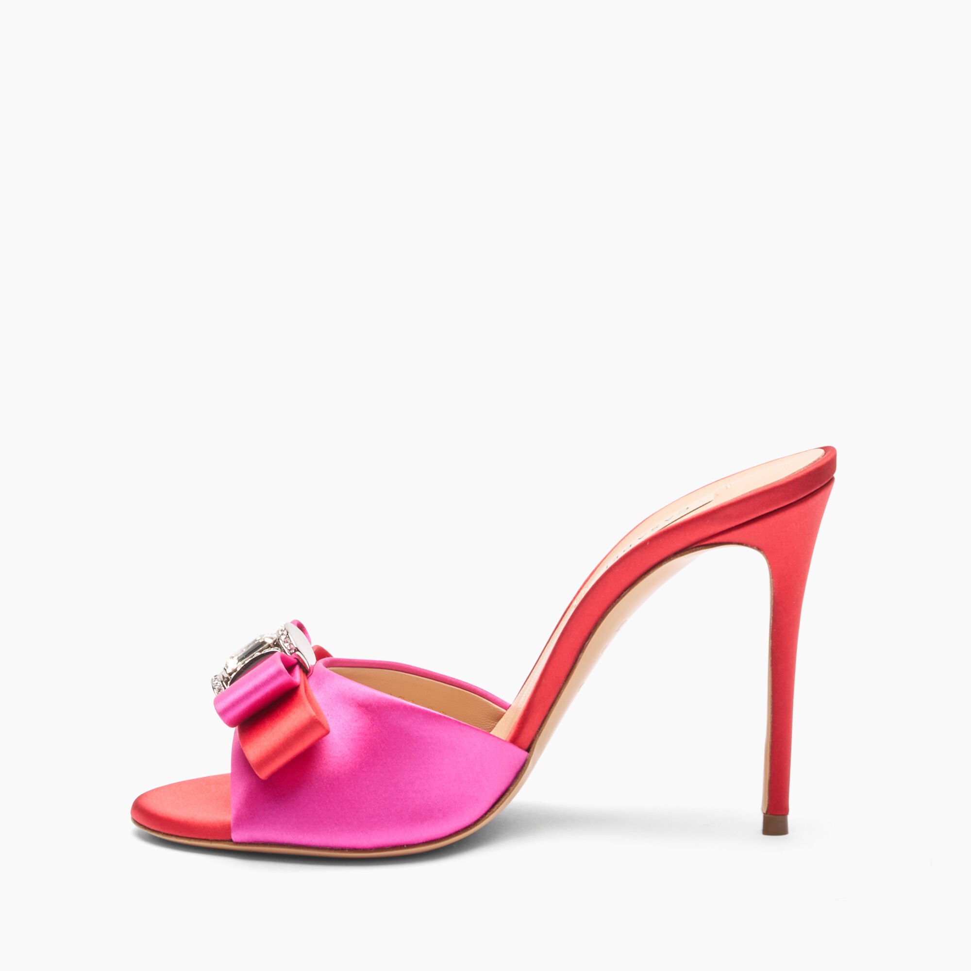 Casadei Julia You Satin Mules Fuchsia and Flame 1M420J1001C2654
