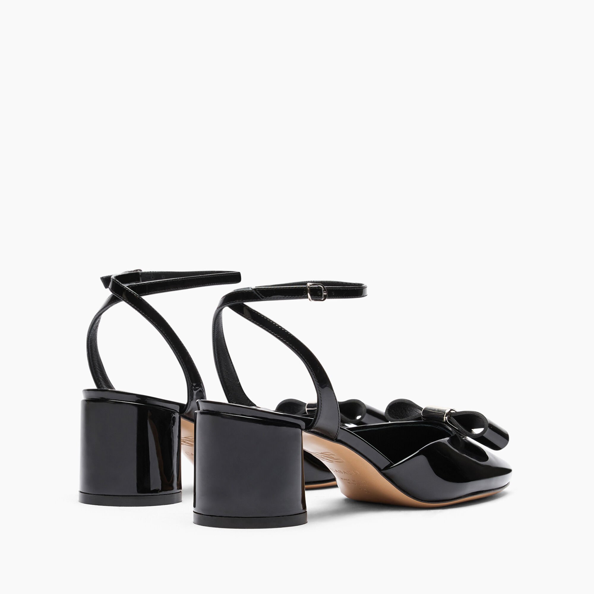 Casadei Cleo Patent Leather Open Pumps Black 1G632J0501C2623