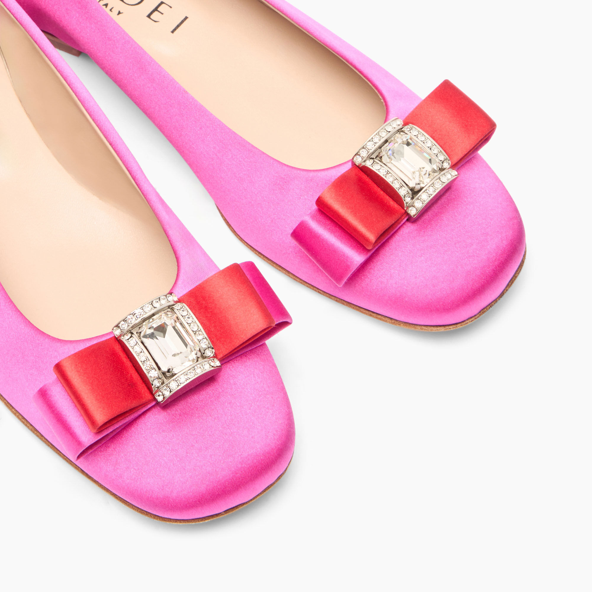 Casadei Satin Ballet Flats Fuchsia and Flame 1A284J0101C2654