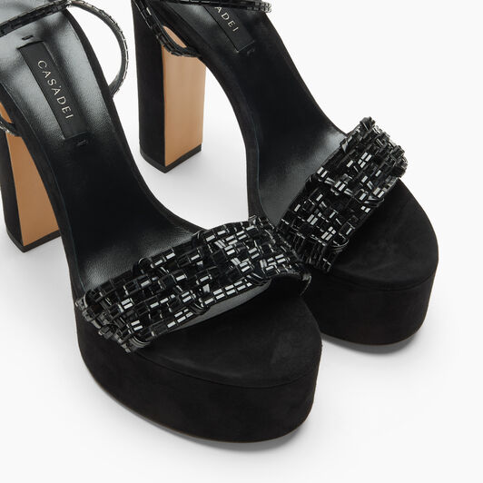Casadei Patty Platform Godyva Sandal Black 1L482C1301C3074