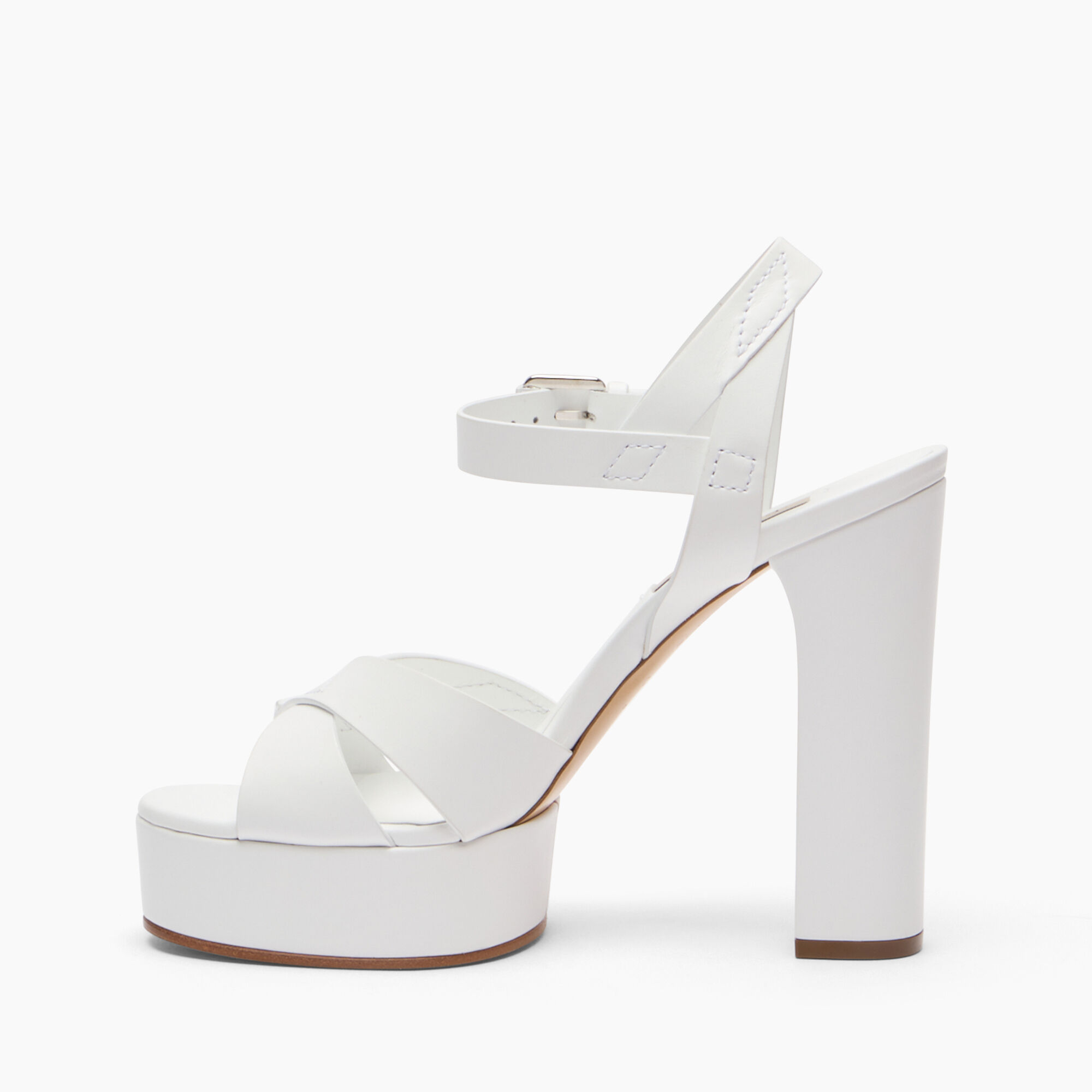 Casadei Betty Leather Platforms Sandals White 1L328J1201FLORE
