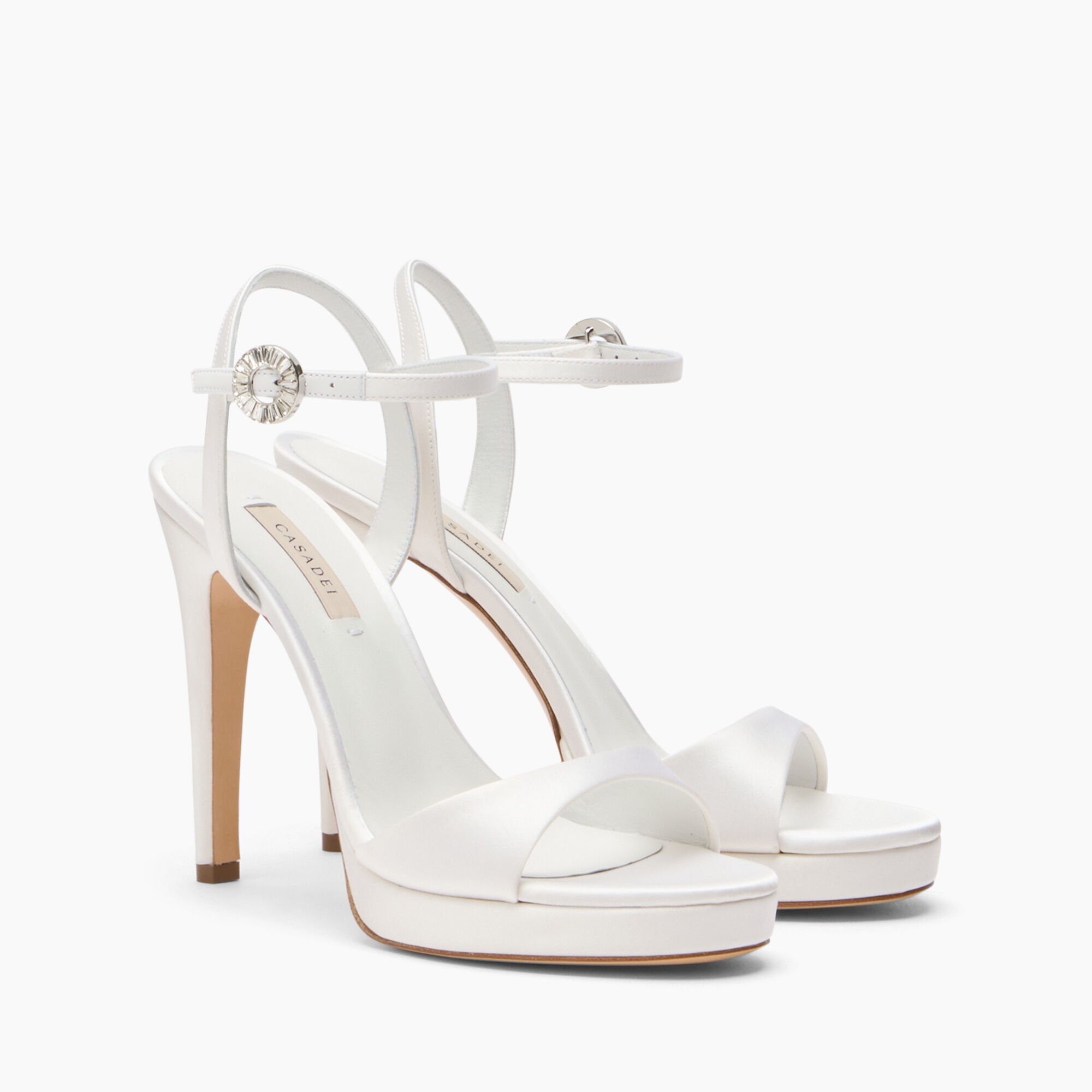 Casadei Michelle Satin Sandals White 1L329J1001W0002