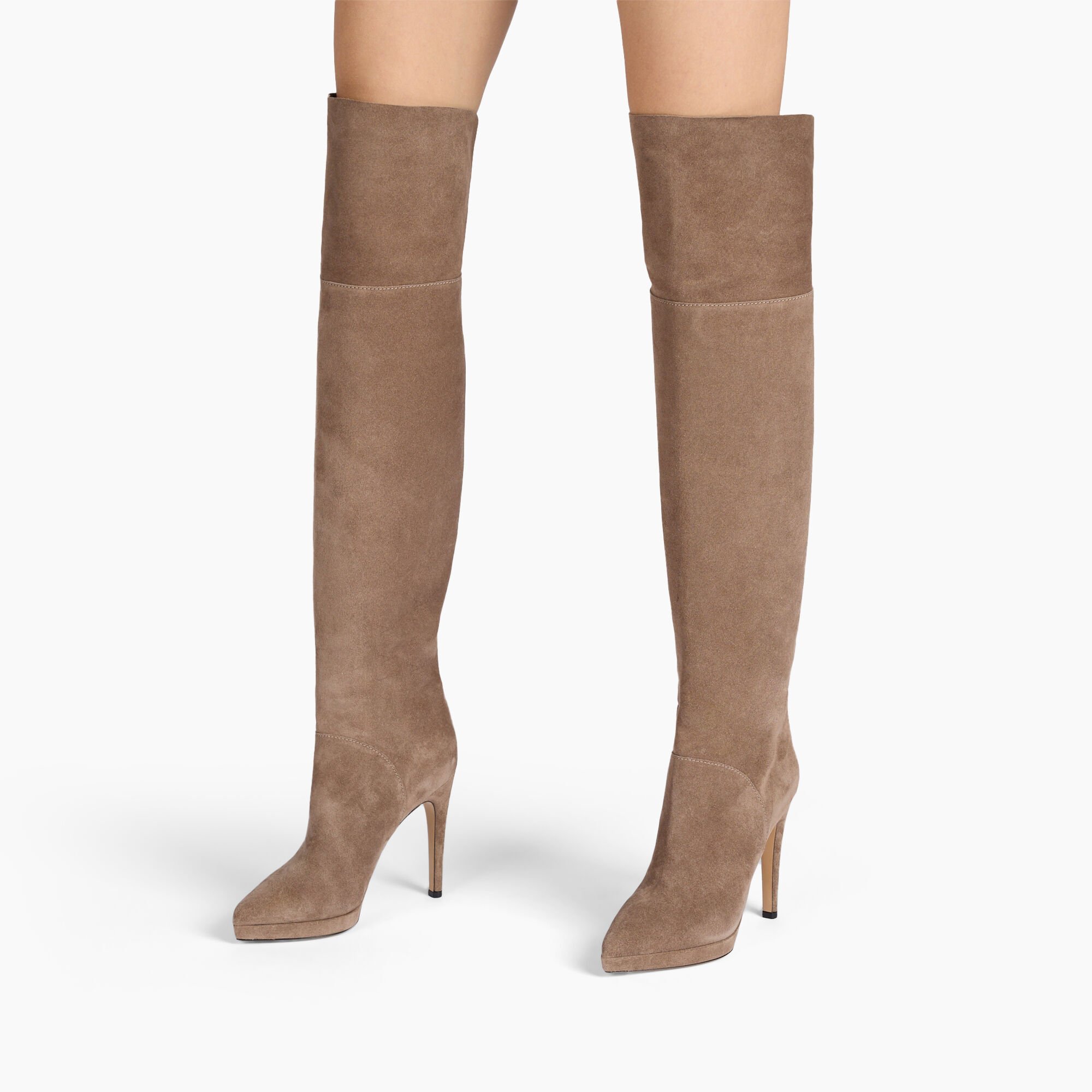 【CASADEI】ベージュ スエード ポインテッドトゥ ハイヒール　24.5 Michelle Over The Knee in Caribou for Women | Casadei®