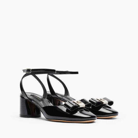 Casadei Cleo Patent Leather Open Pumps Black 1G632J0501C2623