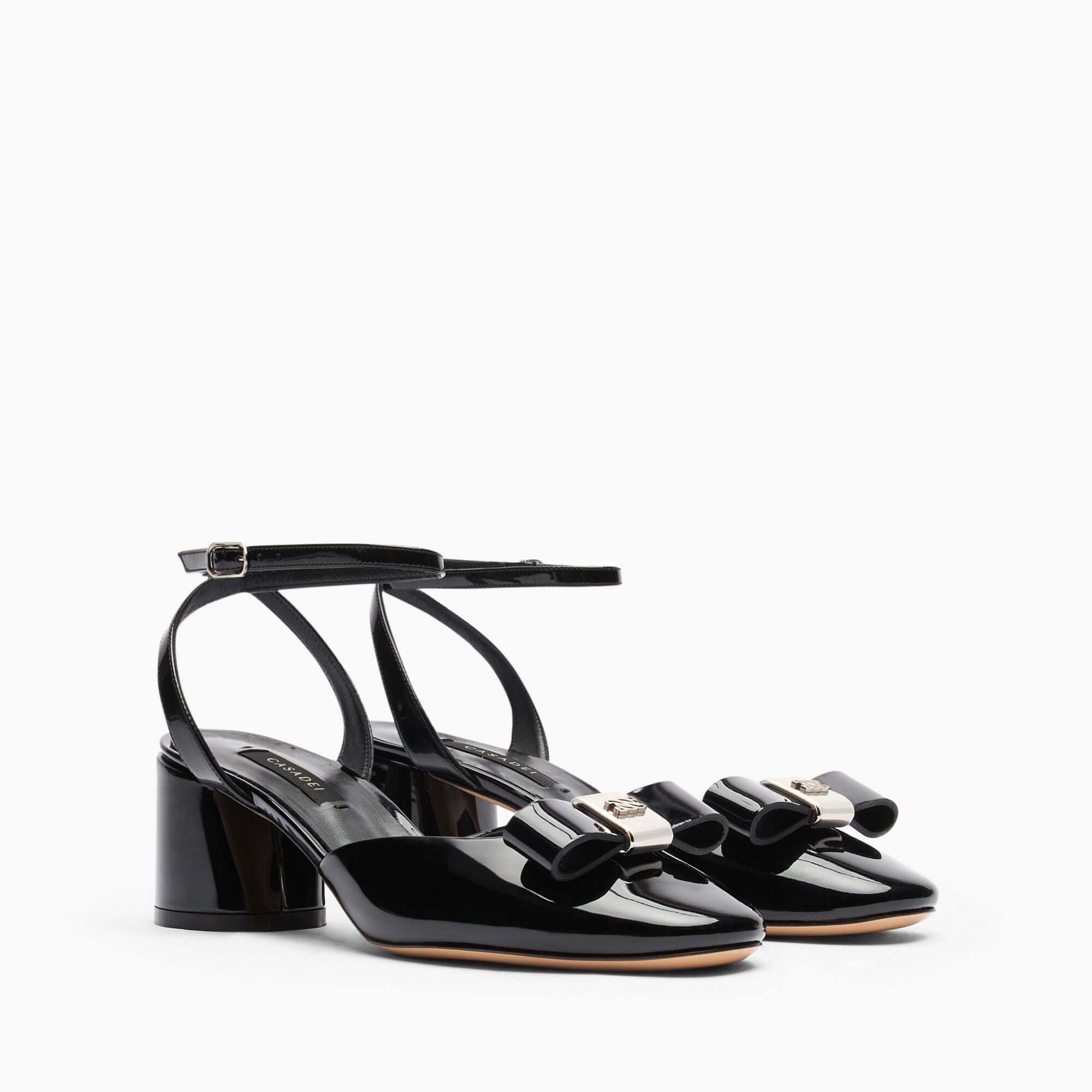 Casadei Cleo Patent Leather Open Pumps Black 1G632J0501C2623