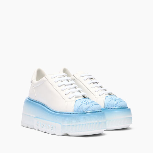 Casadei Nexus Toe Cap Sneakers White and Sky 2X944V0701C1969
