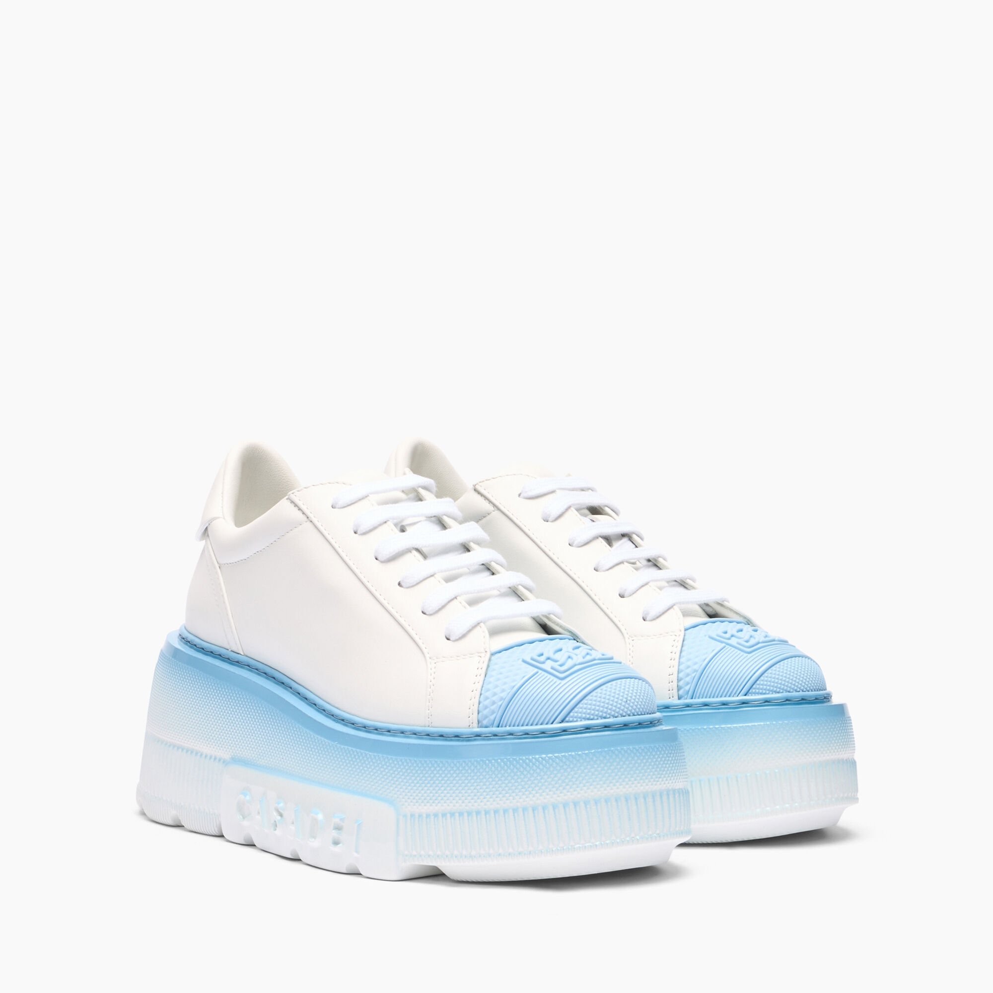 Casadei Nexus Toe Cap Sneakers White and Sky 2X944V0701C1969