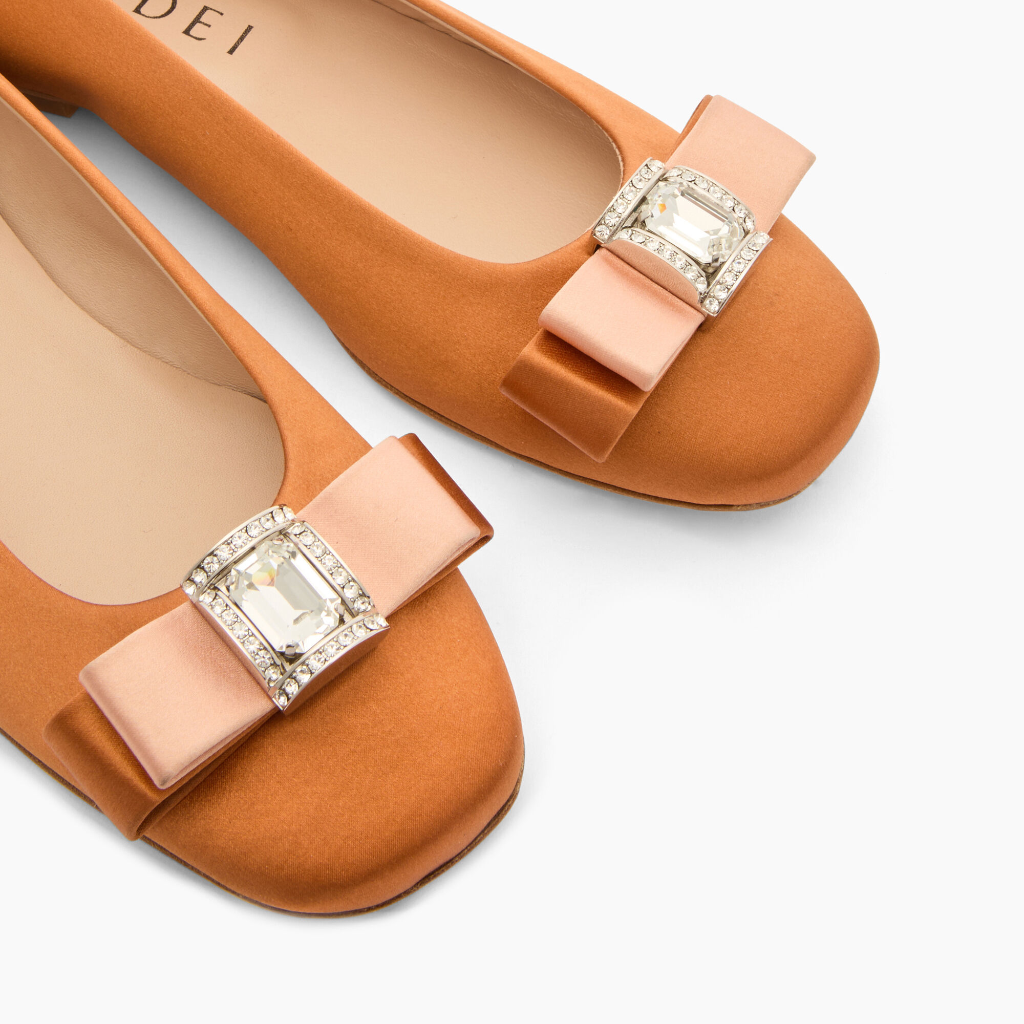 Casadei Satin Ballet Flats Topazio and Light Peach 1A284J0101C2654