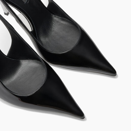 Casadei Superblade Patent Leather Slingback Black 1G590X100MC1481