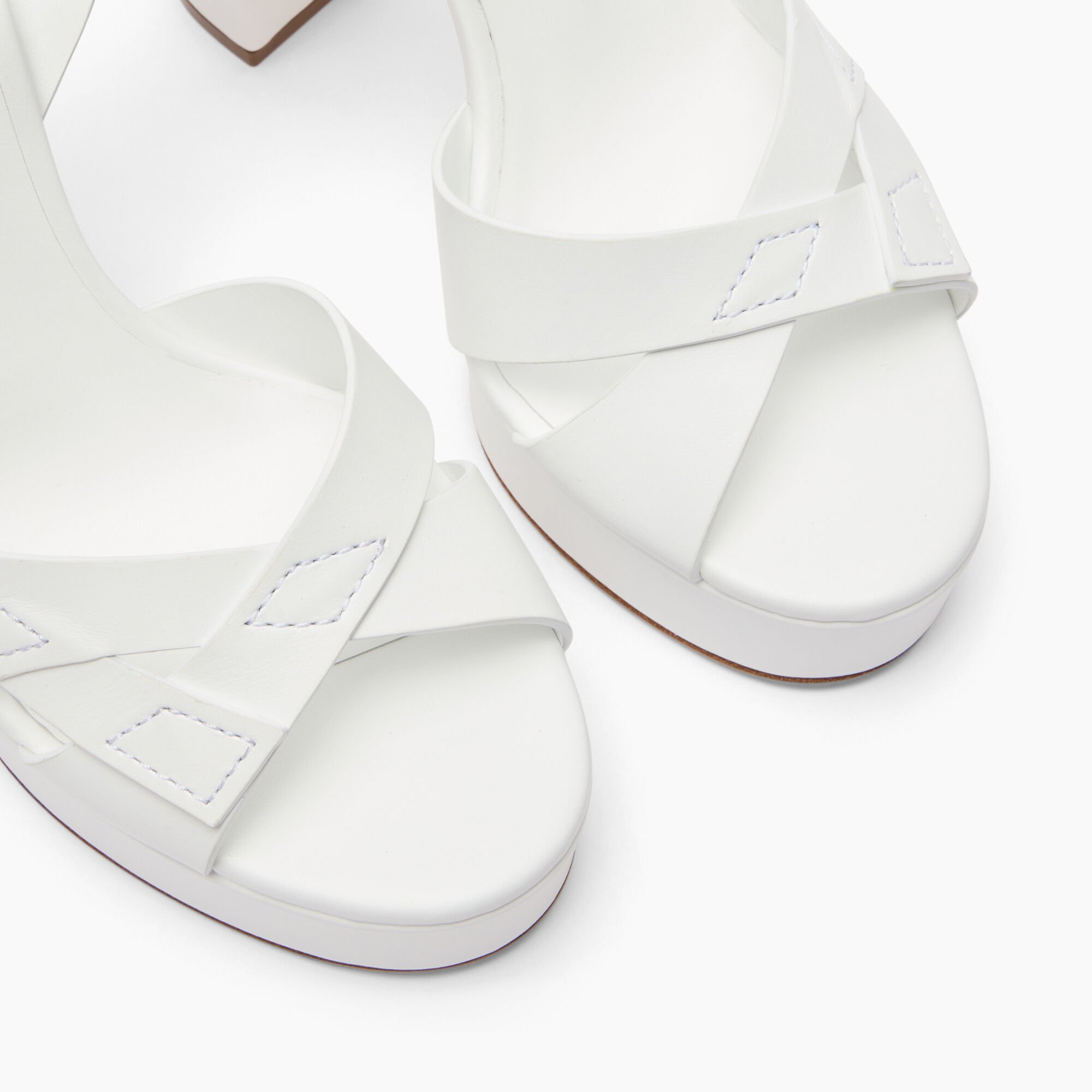 Casadei Betty Leather Platforms Sandals White 1L328J1201FLORE