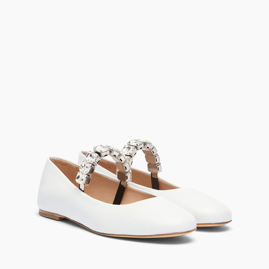 Casadei Crystal Ballet Flats White 1A283J0101C2675