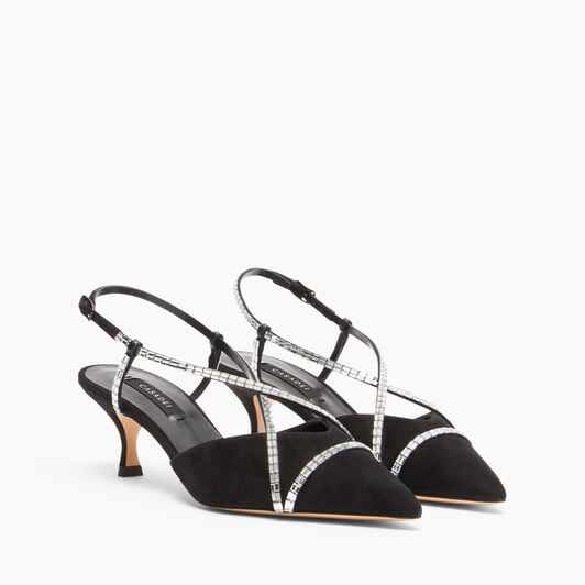 Casadei Starsway Julia Slingbacks Black and Crystal 1H041A0501T0526 Casadei Starsway Julia Slingbacks Black and Crystal 1H041A0501T0526