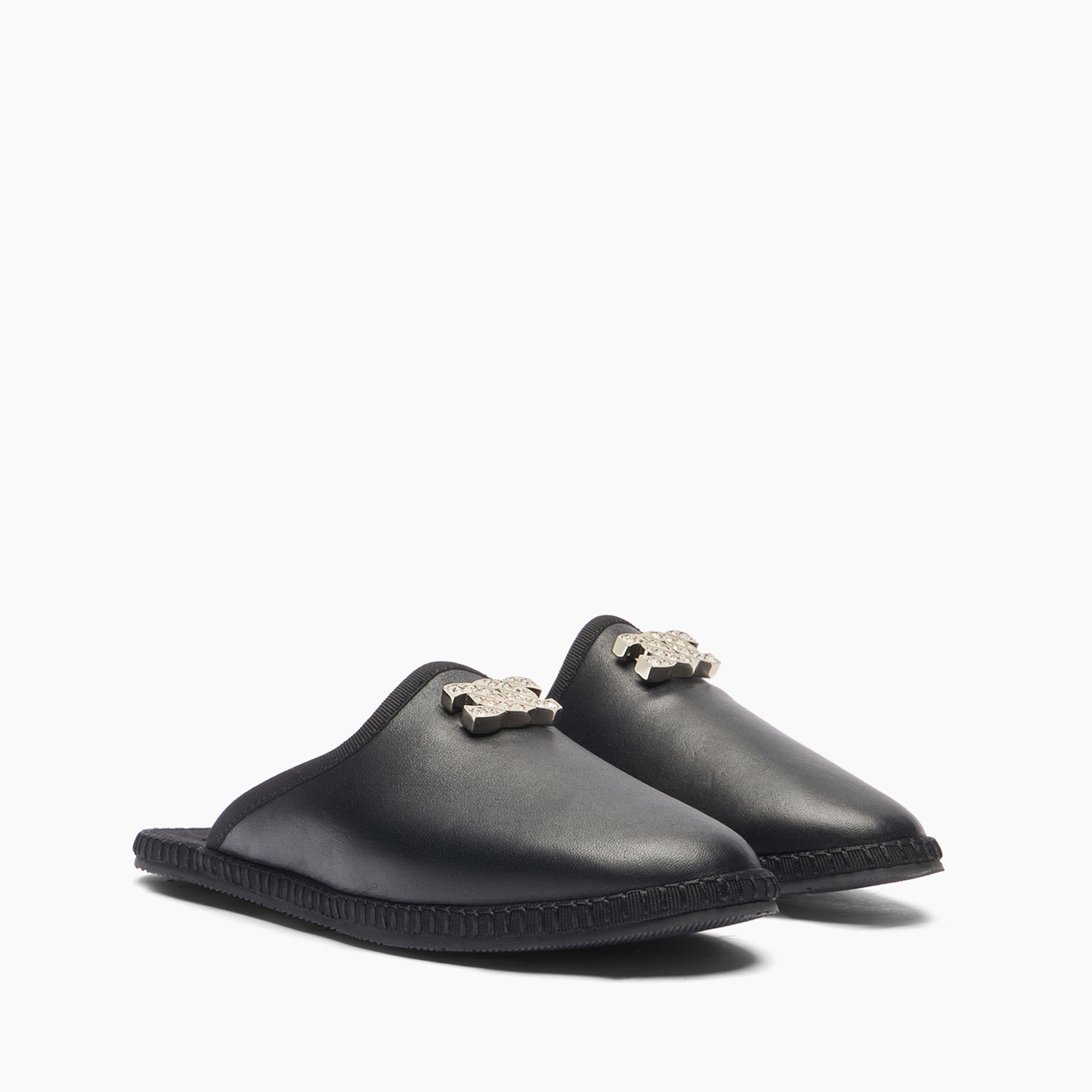 Casadei Capalbio Leather Slippers Nero 1D280J0101C2674