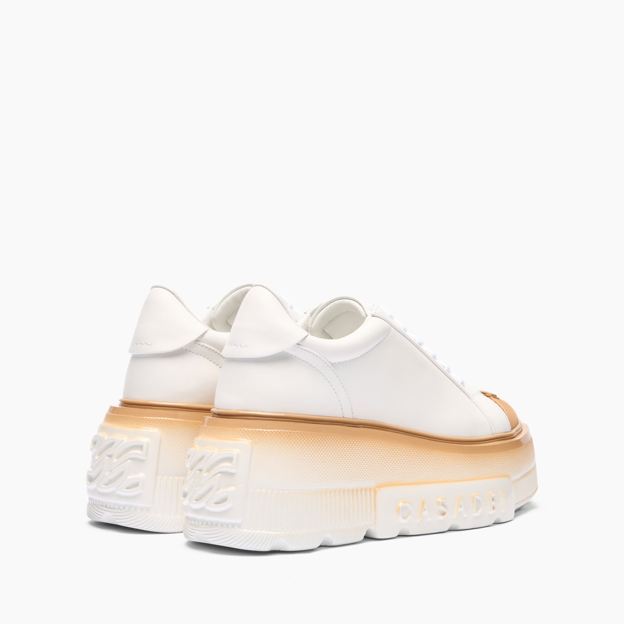 Casadei Nexus Toe Cap Sneakers White and Hazelnut 2X944V0701C1969