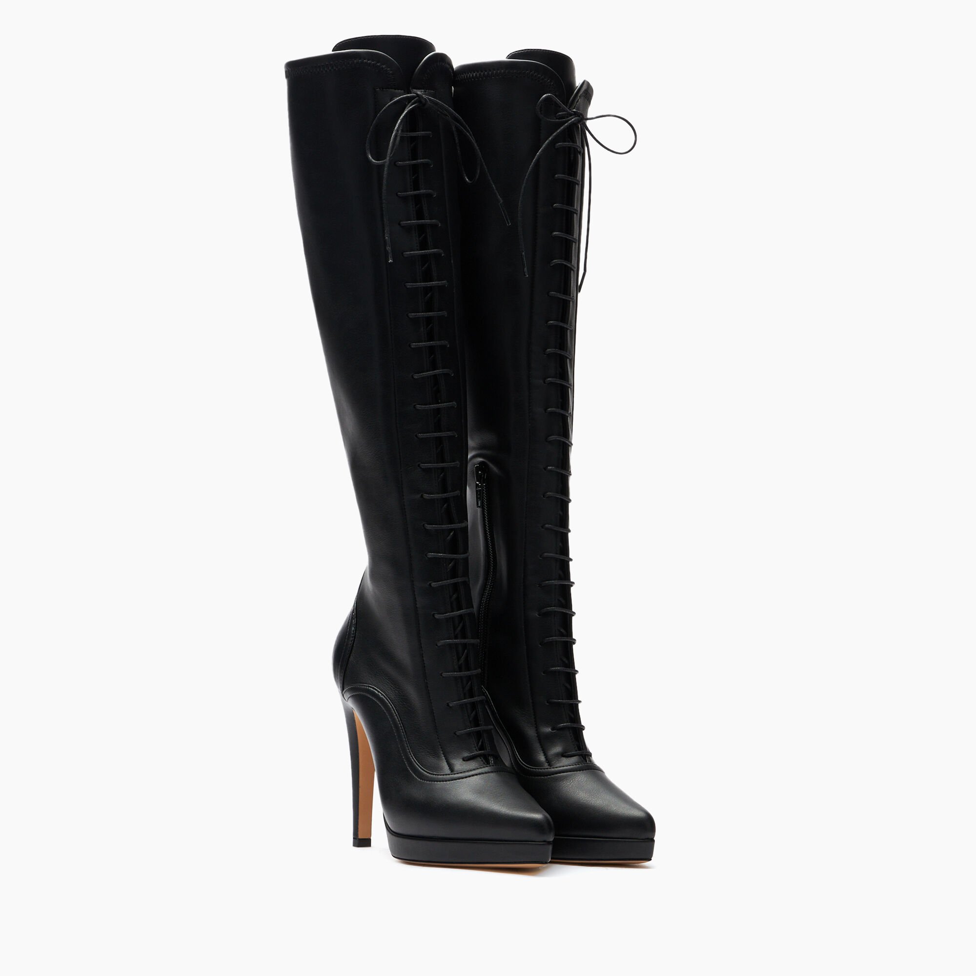 Casadei Michelle Laced Platform High Boots Black 1S345Y1001LABRE