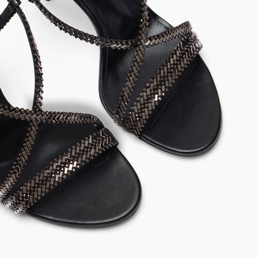 Casadei Josephine Julia Sandal Dark silver, black 1L438B1001C2953 Casadei Josephine Julia Sandal Dark silver, black 1L438B1001C2953