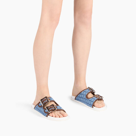 Casadei Birky Denim Flat Denim and Saddle 2M475J0201C2829