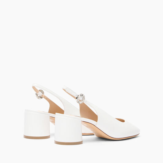 Casadei Cleo Leather Slingbacks White 1G634J0501C2649