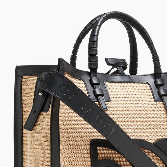 Casadei Beaurivage Shopper Bag Natur and Black 3W379V0000BEAUR Casadei Beaurivage Shopper Bag Natur and Black 3W379V0000BEAUR