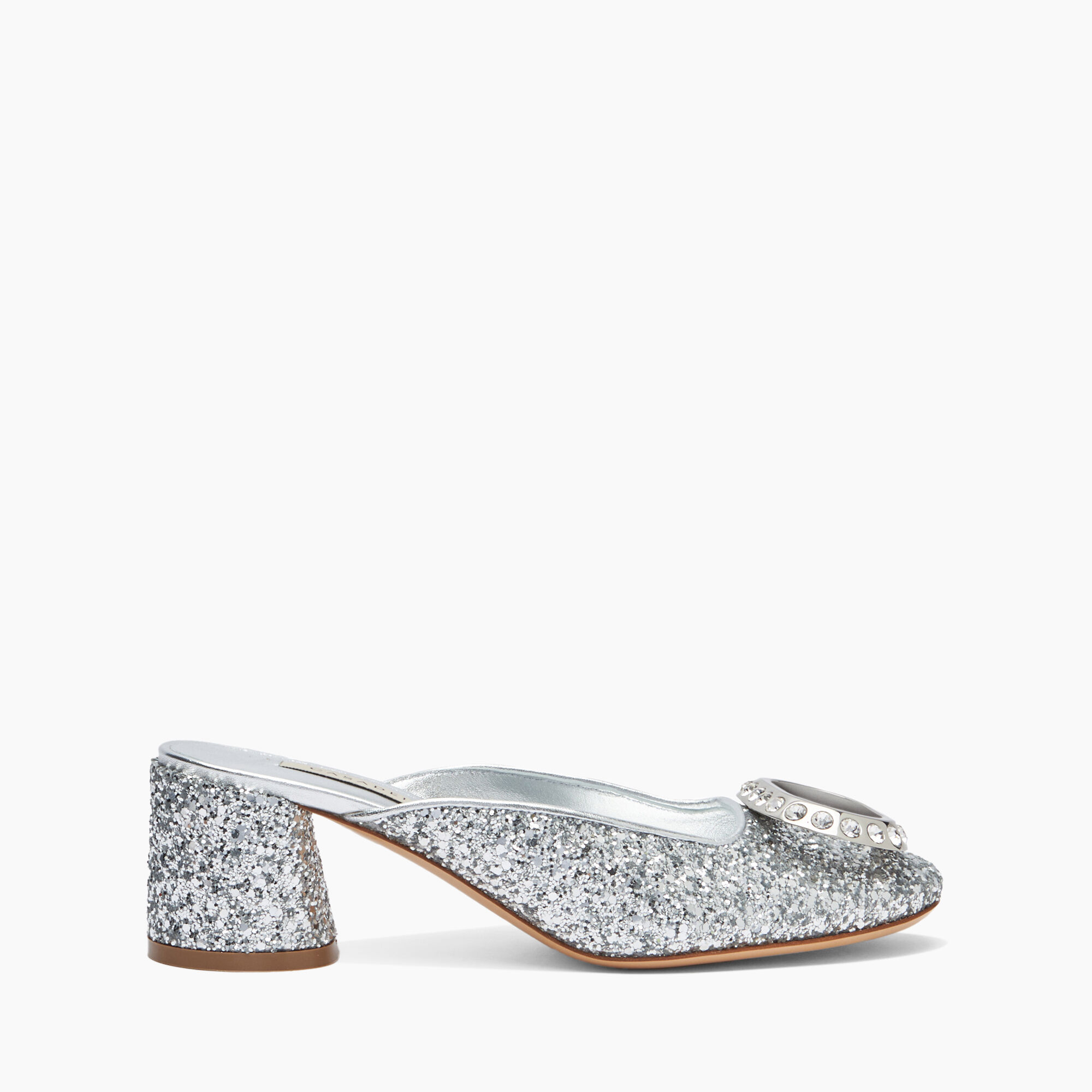 Silver glitter mules deals