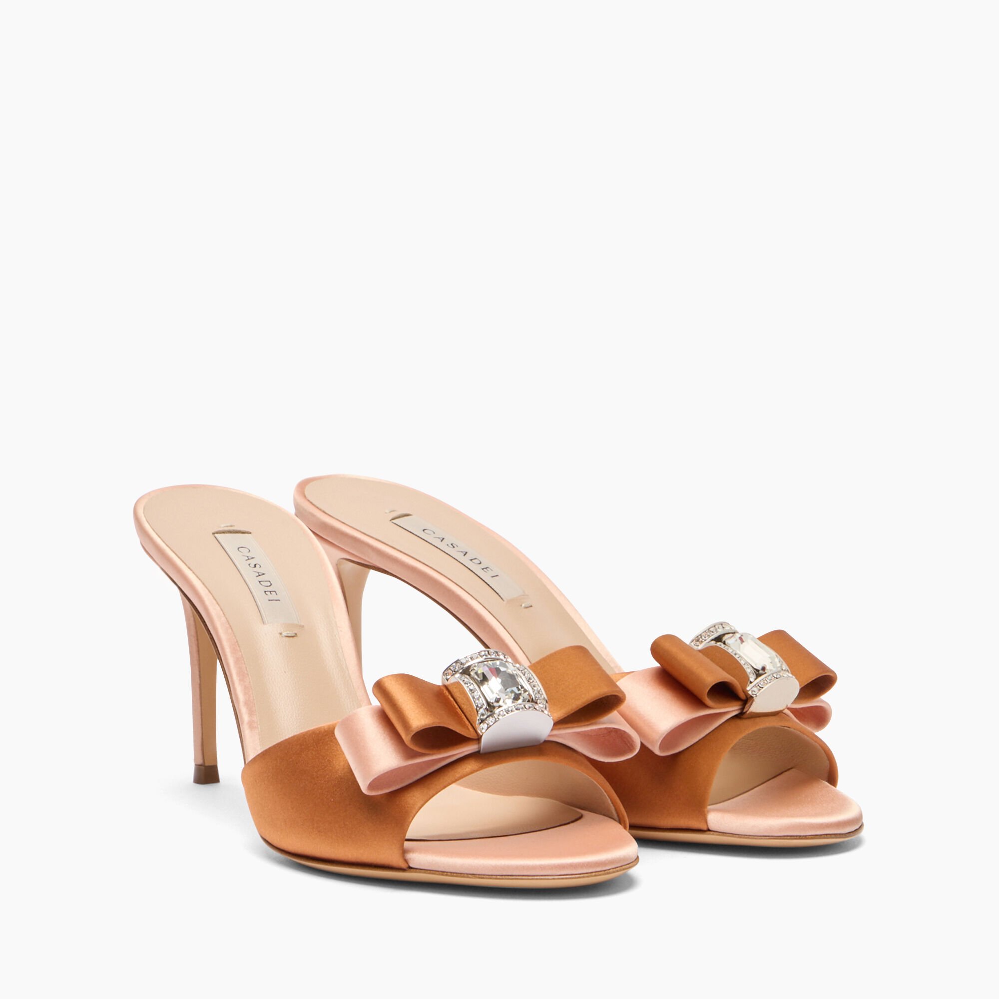 Casadei Julia You Satin Mules Topazio and Light Peach 1M420J0801C2654