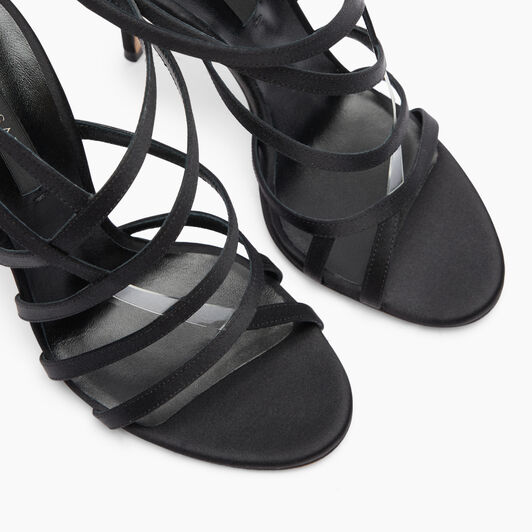 Casadei Julia Satin Cage  Sandals Black 1L305J1001T0506