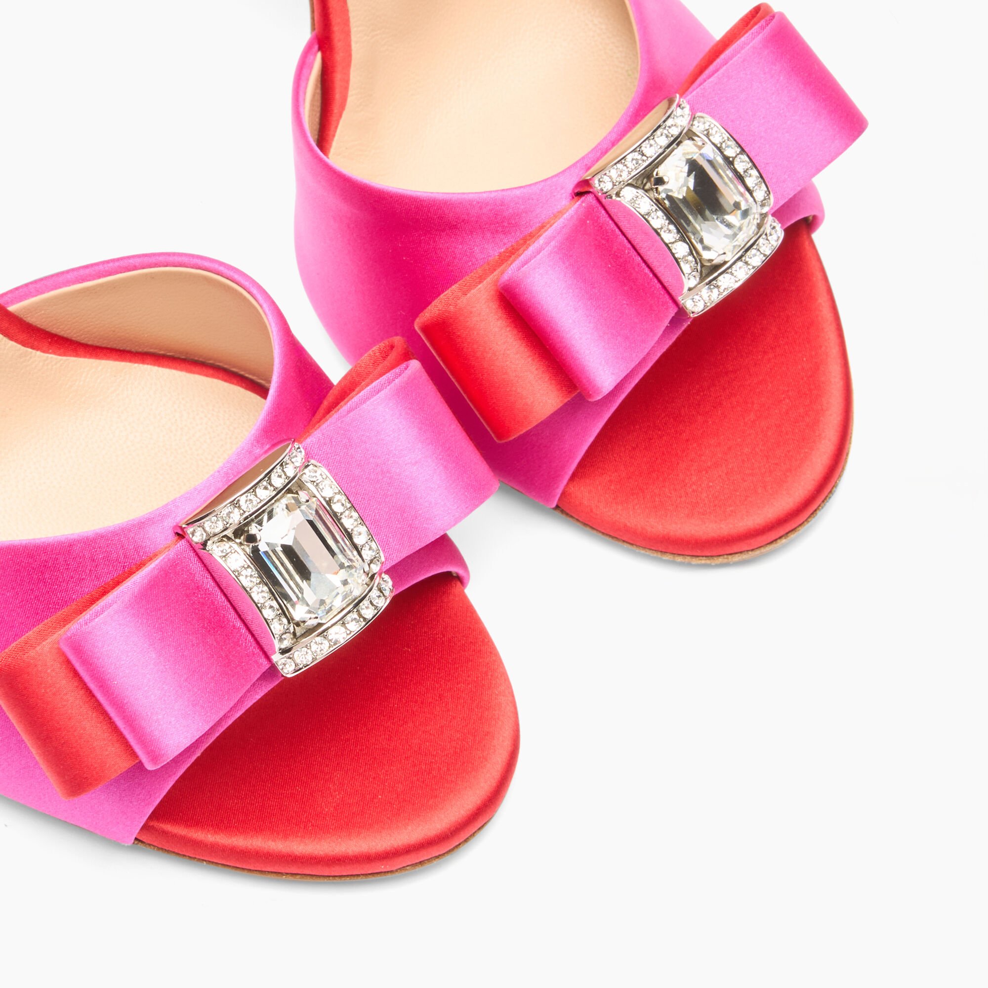 Casadei Julia You Satin Mules Fuchsia and Flame 1M420J1001C2654