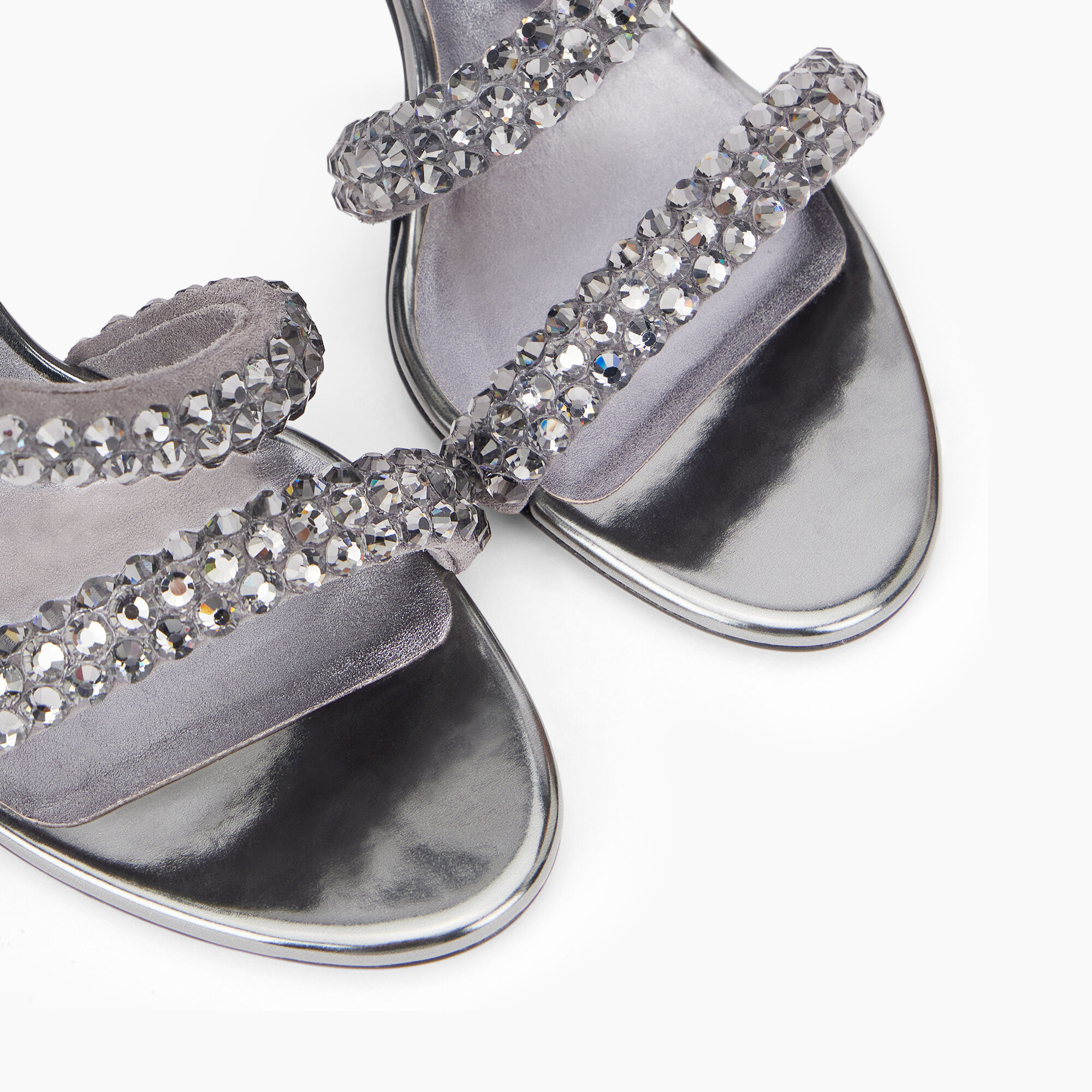 Casadei Alice Blade Maxi Sandals Black Diamond and Gun Metal 1L280Y100MC2543