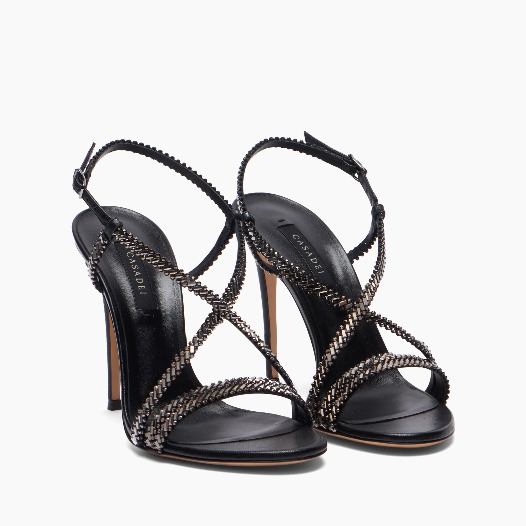 Casadei Josephine Julia Sandal Dark silver, black 1L438B1001C2953 Casadei Josephine Julia Sandal Dark silver, black 1L438B1001C2953