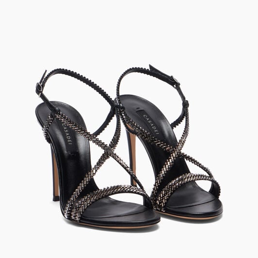 Casadei Josephine Julia Sandal Dark silver, black 1L438B1001C2953 Casadei Josephine Julia Sandal Dark silver, black 1L438B1001C2953