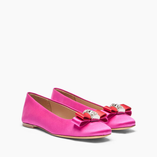 Casadei Satin Ballet Flats Fuchsia and Flame 1A284J0101C2654