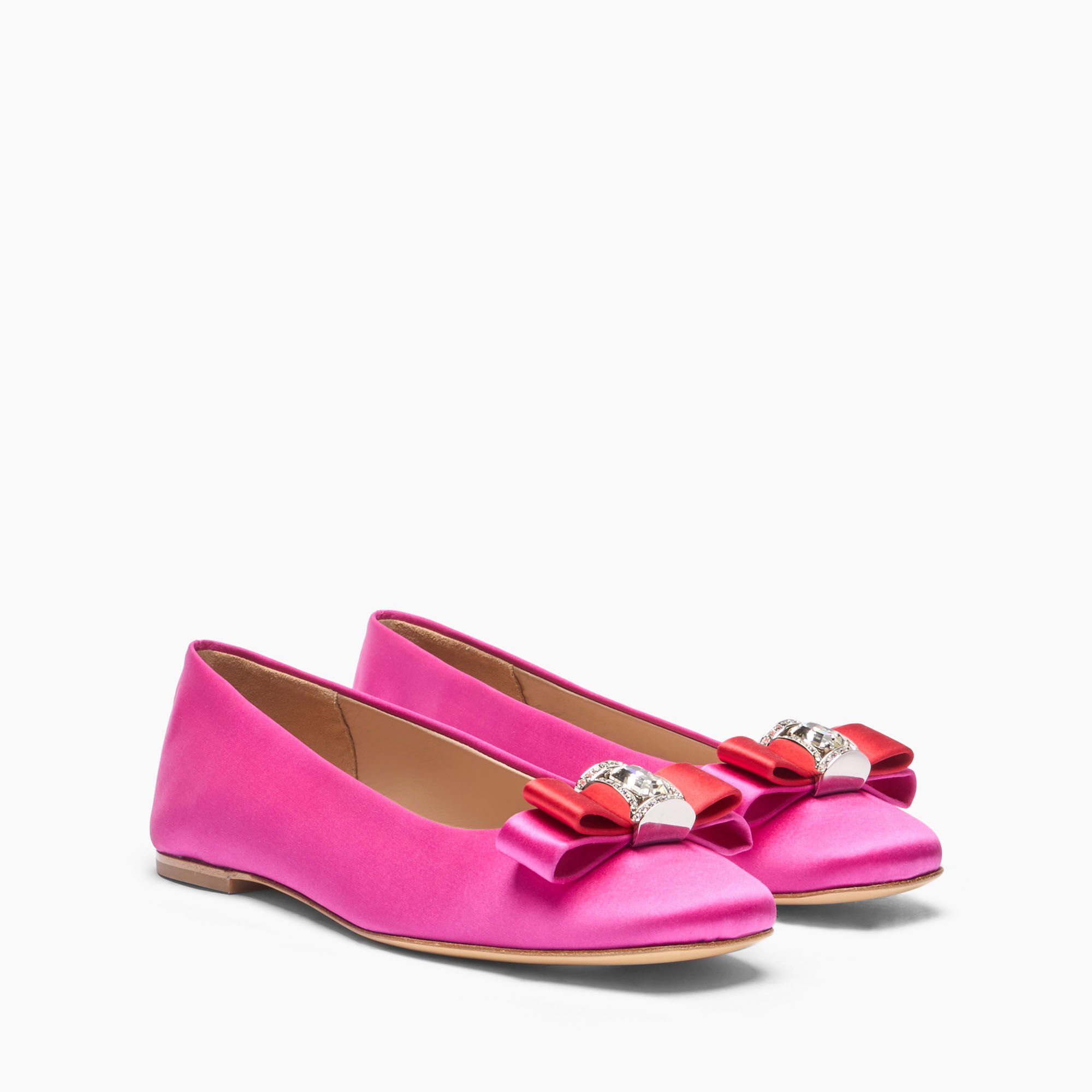 Casadei Satin Ballet Flats Fuchsia and Flame 1A284J0101C2654