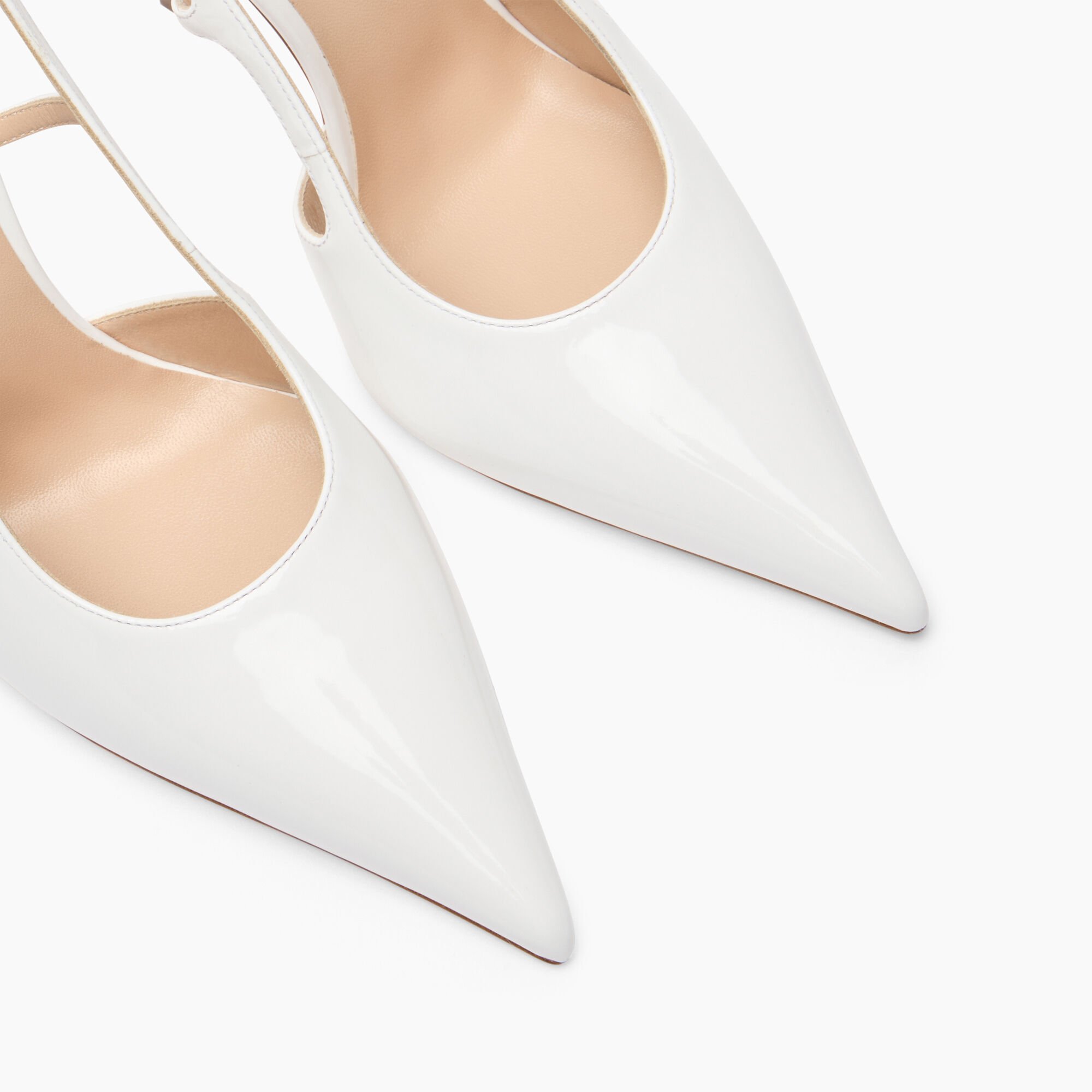 Casadei Superblade Straps Patent Leather Slingbacks White 1G631J100MC1313