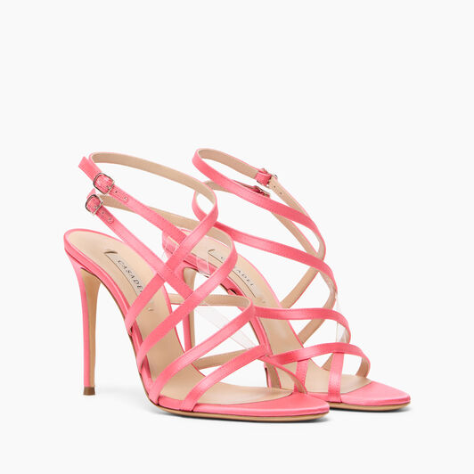 Casadei Julia Satin Cage  Sandals Coral 1L305J1001T0506