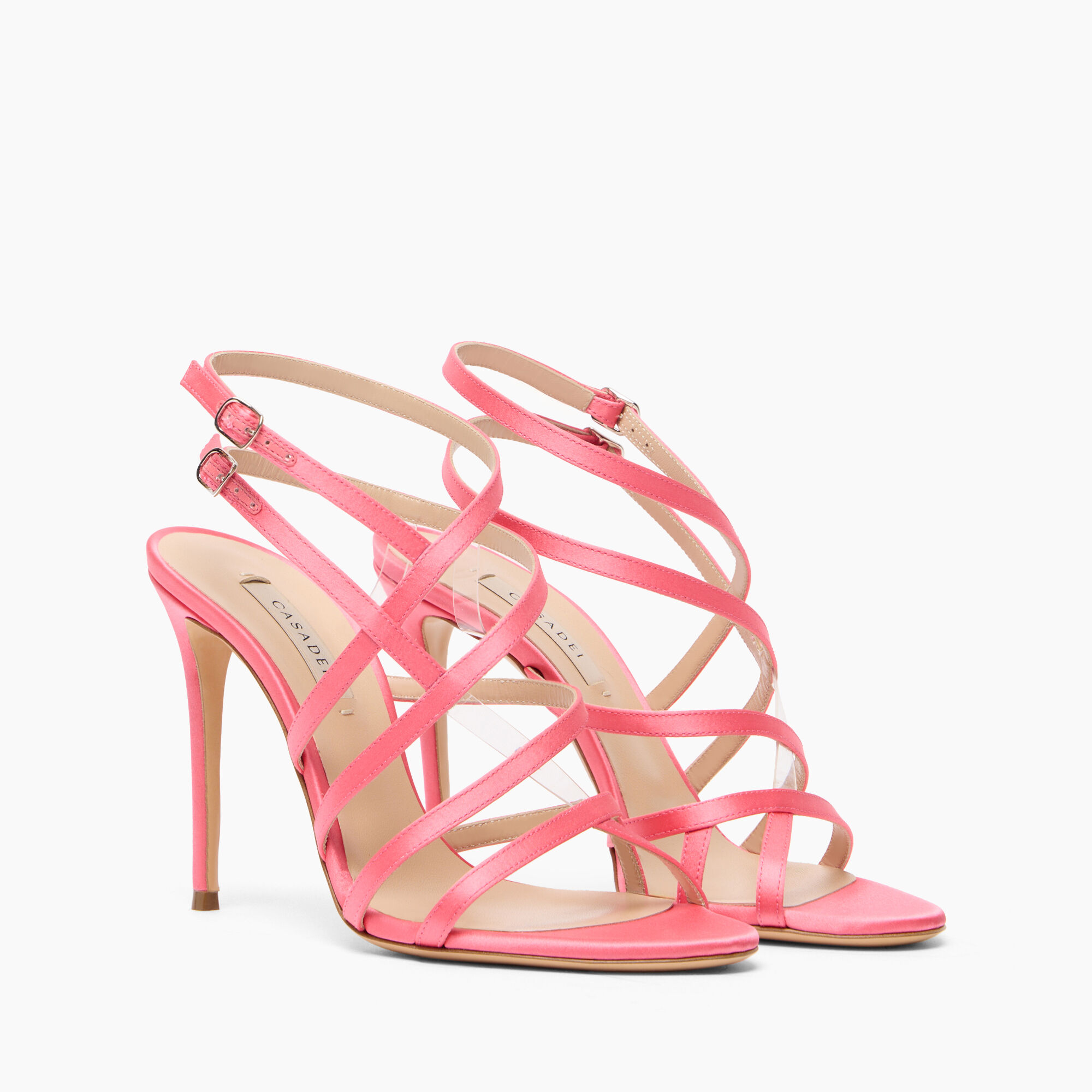 Casadei Julia Satin Cage  Sandals Coral 1L305J1001T0506