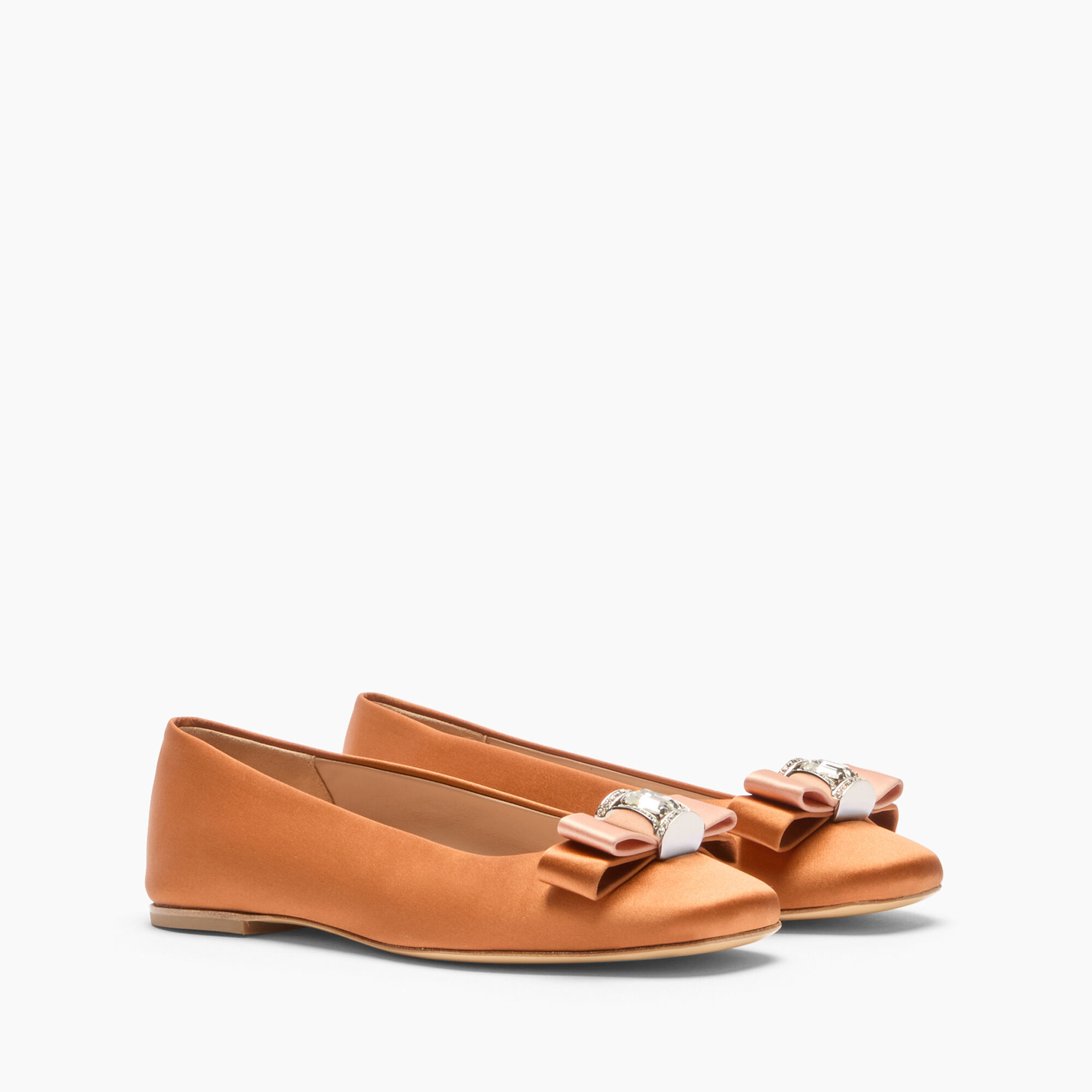 Casadei Satin Ballet Flats Topazio and Light Peach 1A284J0101C2654