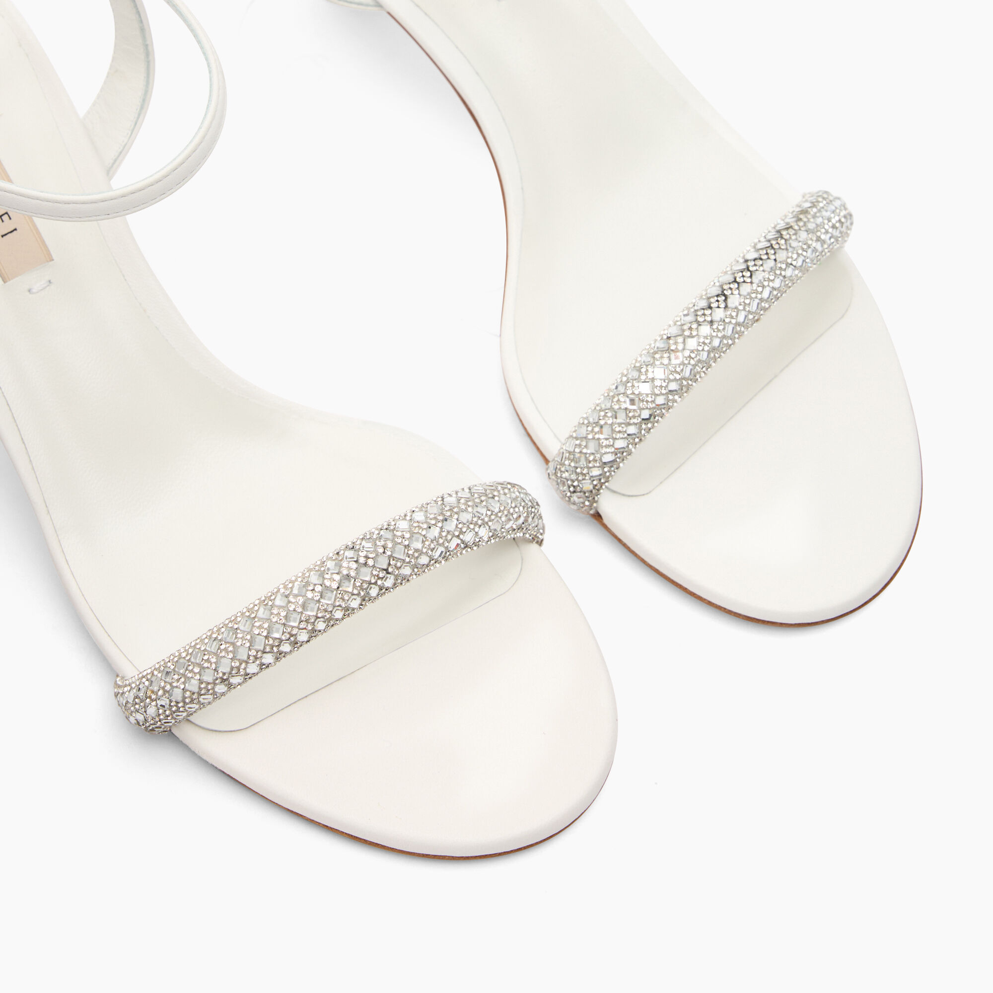 Casadei Julia kitten Stratosphere Sandals White and Crystal 1L303J0501W0001