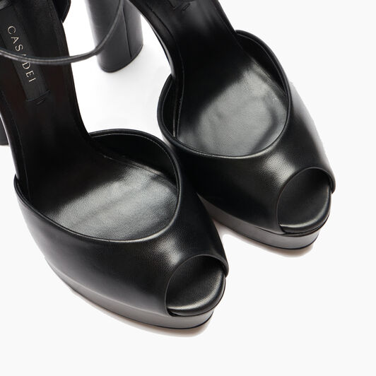 Casadei Flora Leather Platform Sandals Black 1L287Y1401MINOR