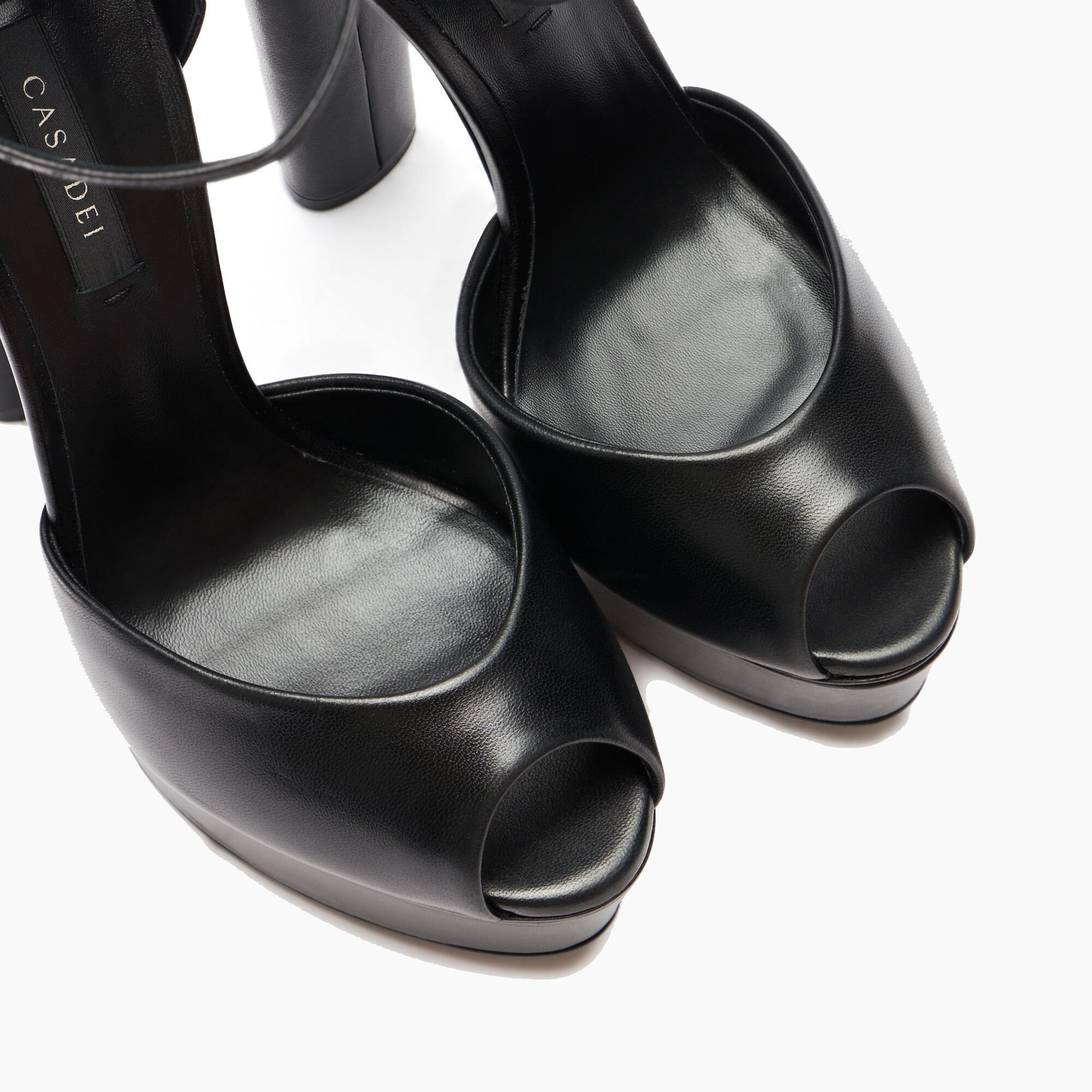 Casadei Flora Leather Platform Sandals Black 1L287Y1401MINOR