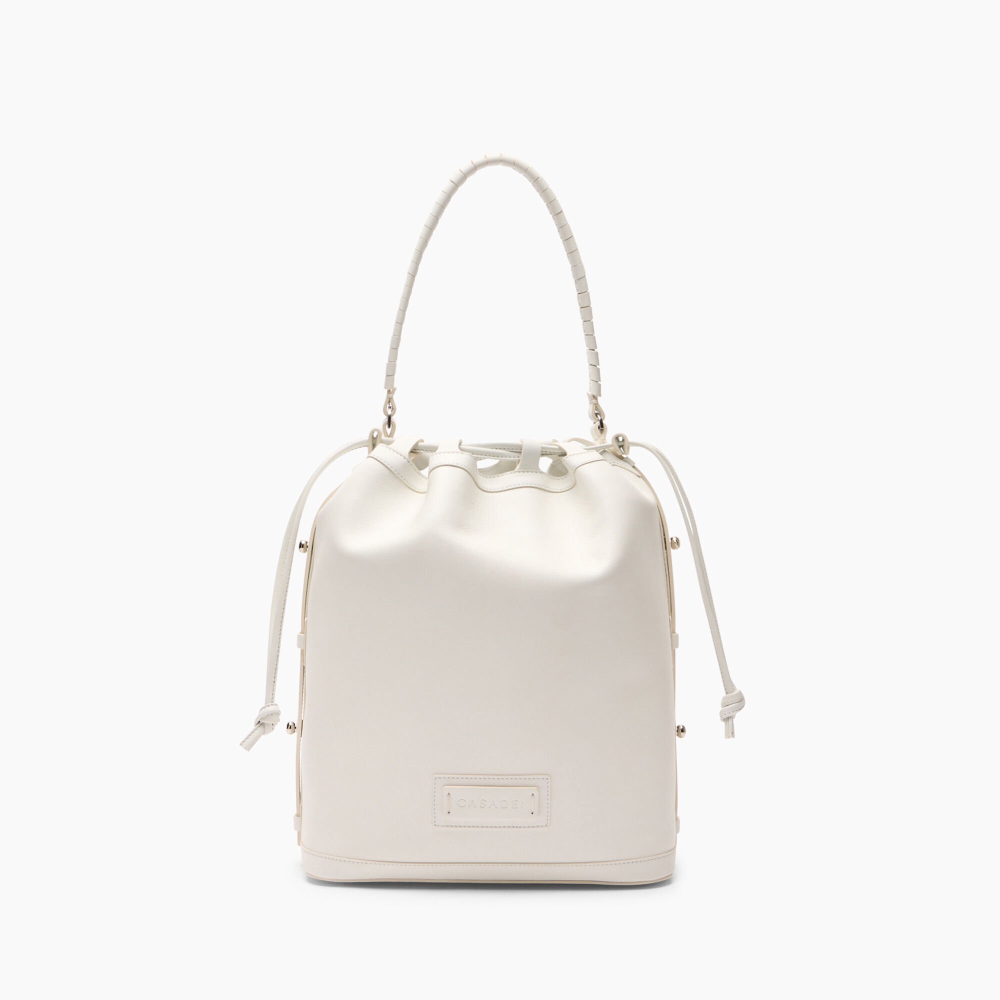 Casadei Voyage Leather Bucket Bag Bianco 3W461J0000VOYAG