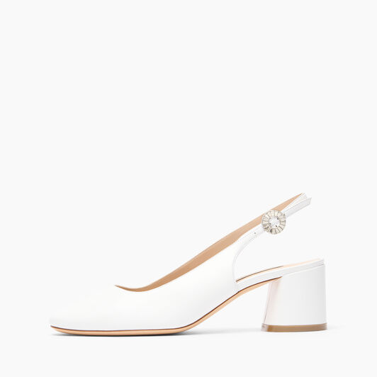 Casadei Cleo Leather Slingbacks White 1G634J0501C2649