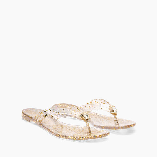 Casadei Jelly Glitter Flip Flops Ice and Gold 2Y255J0101BHGLT
