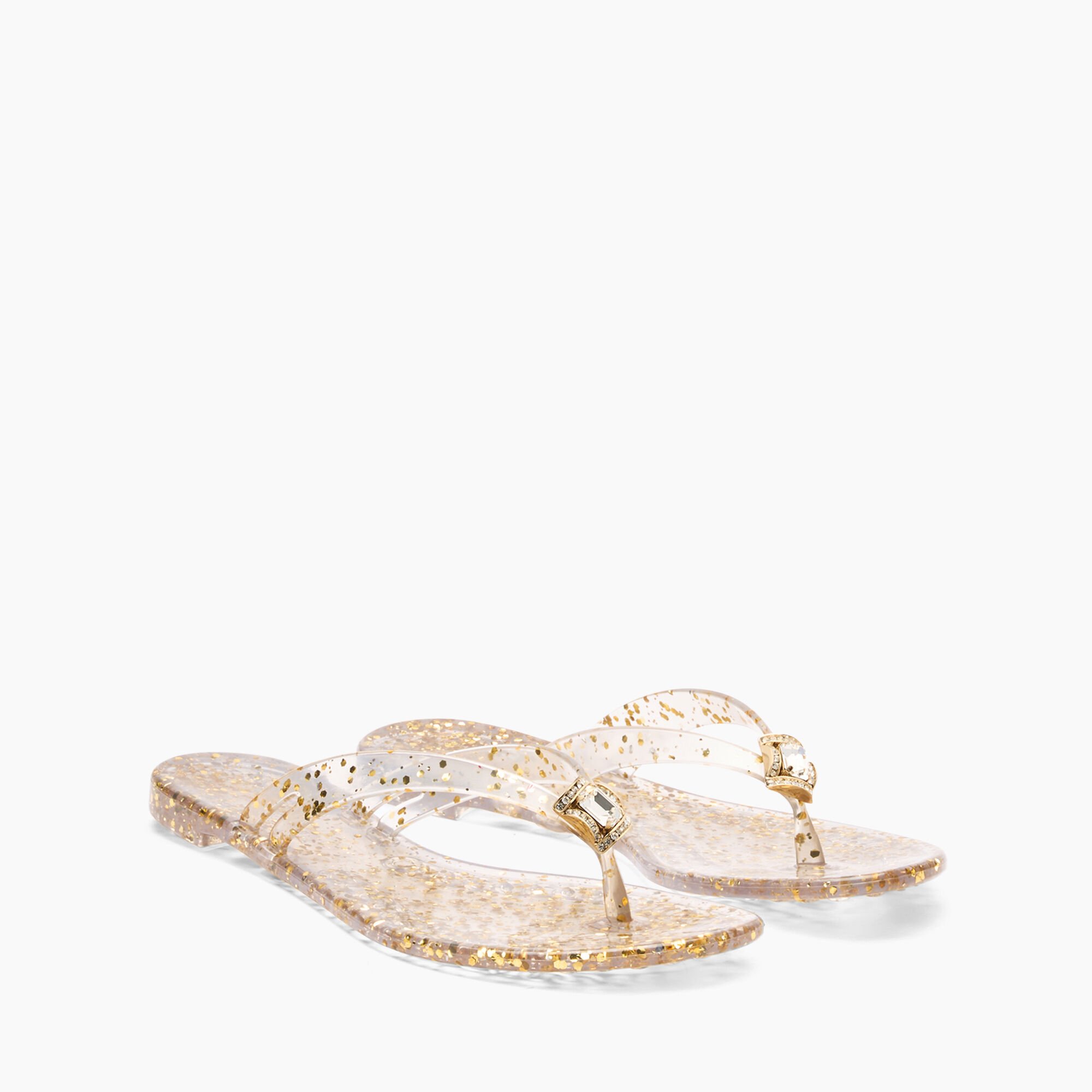 Casadei Jelly Glitter Flip Flops Ice and Gold 2Y255J0101BHGLT