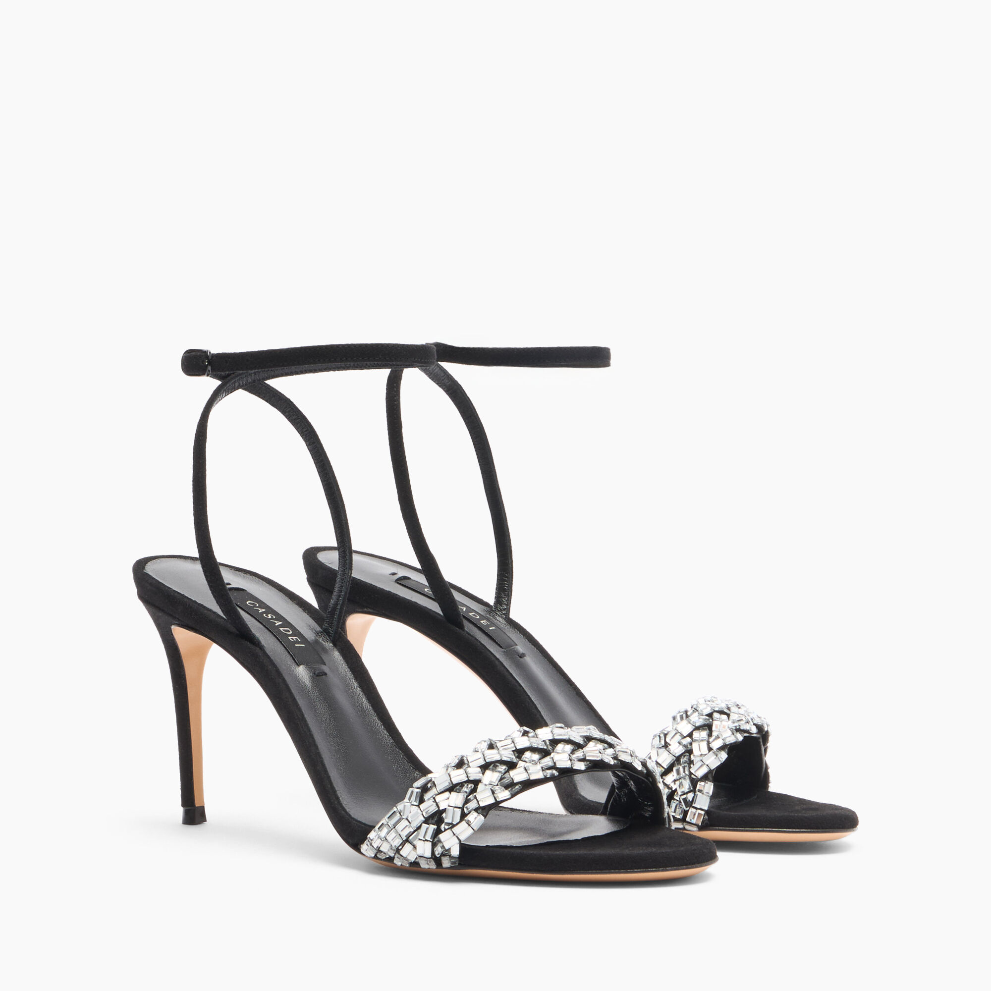 Casadei Starsway Julia Sandals Black and Crystal 1L401A0801T0531