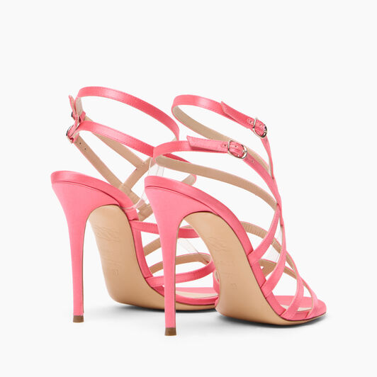 Casadei Julia Satin Cage  Sandals Coral 1L305J1001T0506