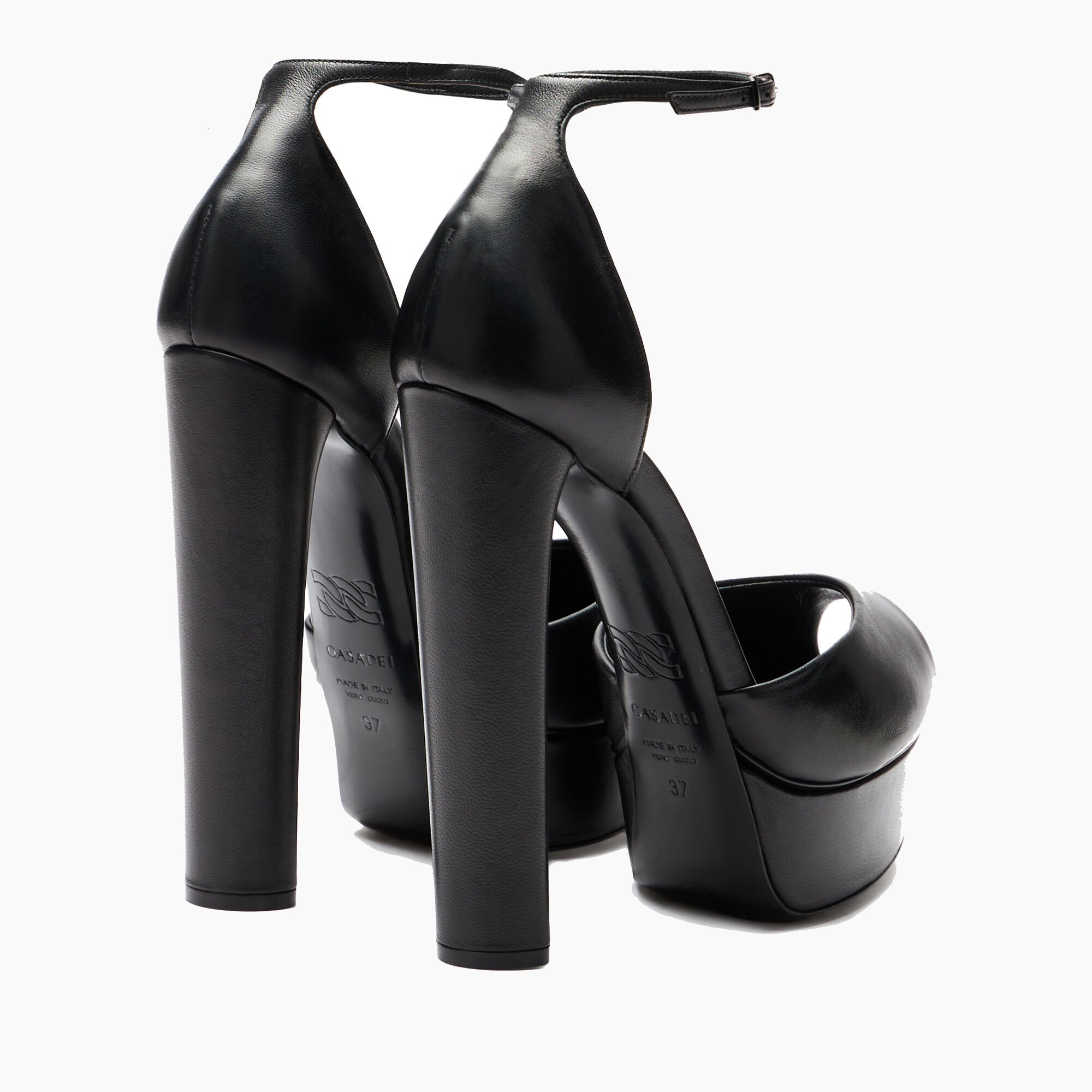 Casadei Flora Leather Platform Sandals Black 1L287Y1401MINOR