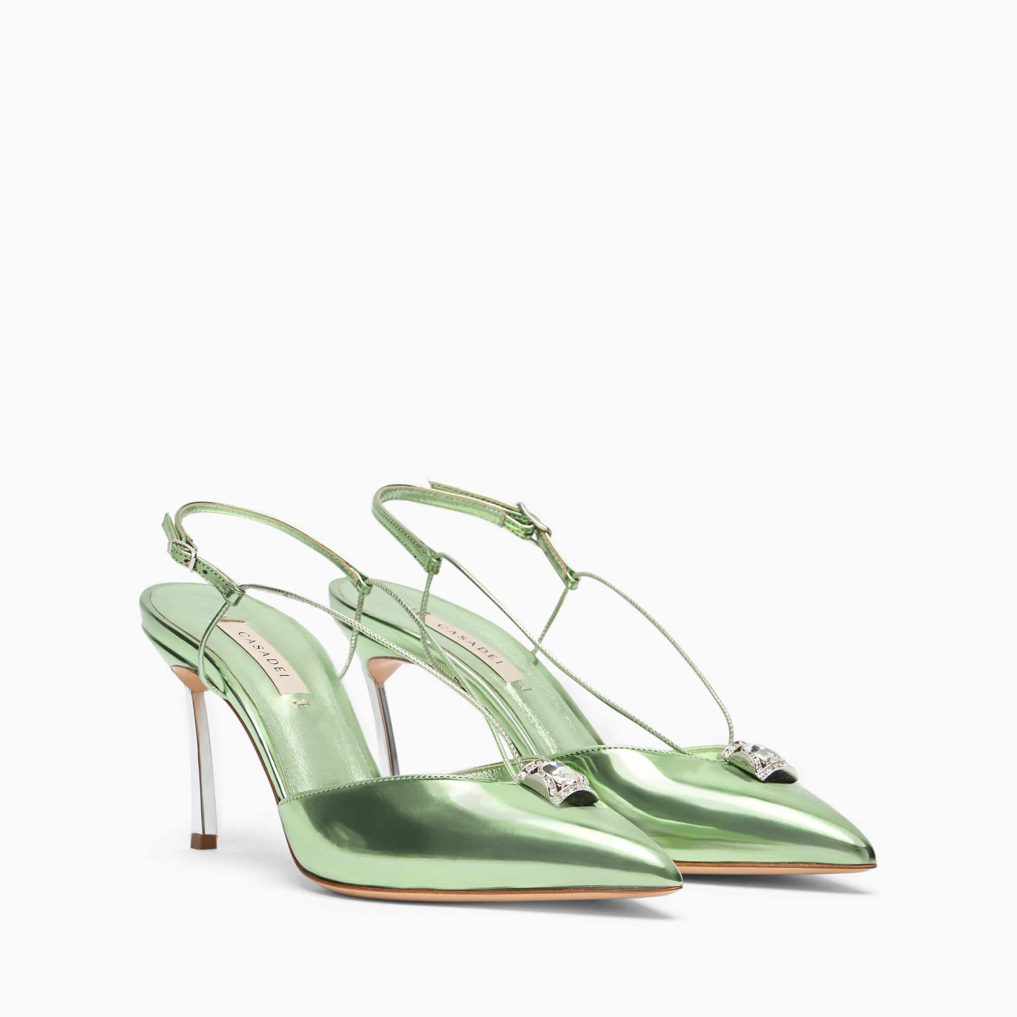 Casadei Blade Interstellar CAs2025 Slingbaks Milk and Mint 1G622J080MC2632