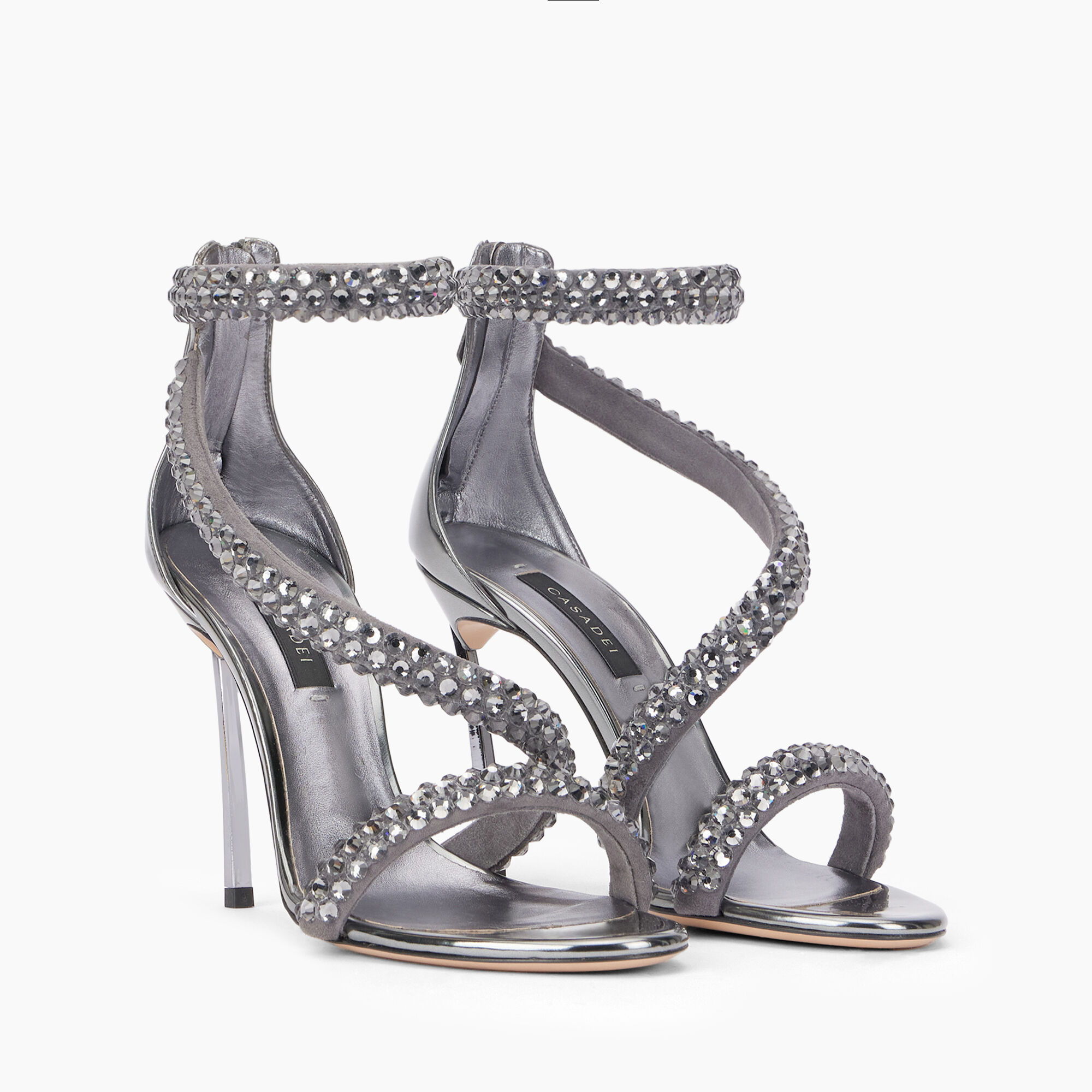 Casadei Alice Blade Maxi Sandals Black Diamond and Gun Metal 1L280Y100MC2543