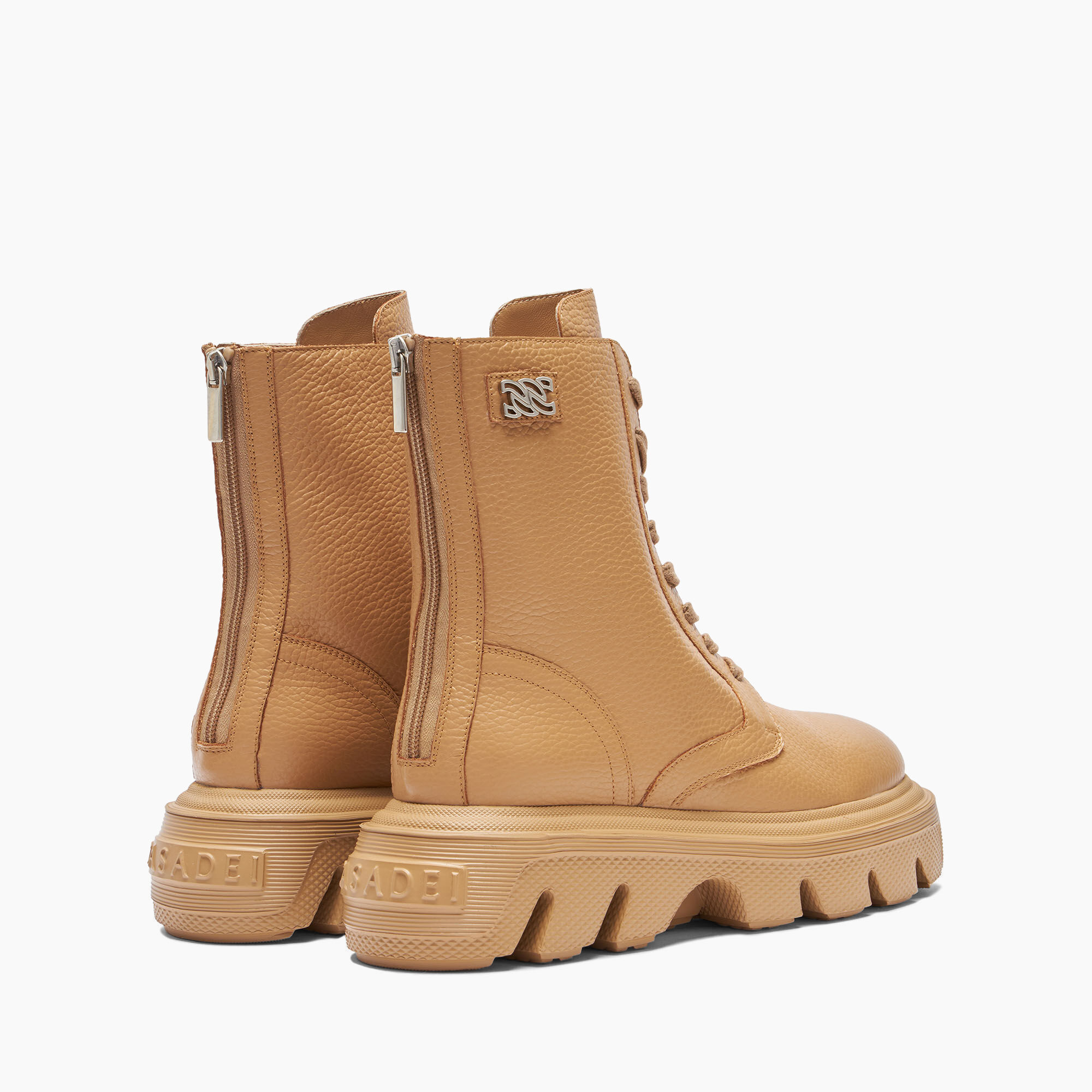 Generation C Leather Biker Boots in Toffee and Light Peach for Women Casadei