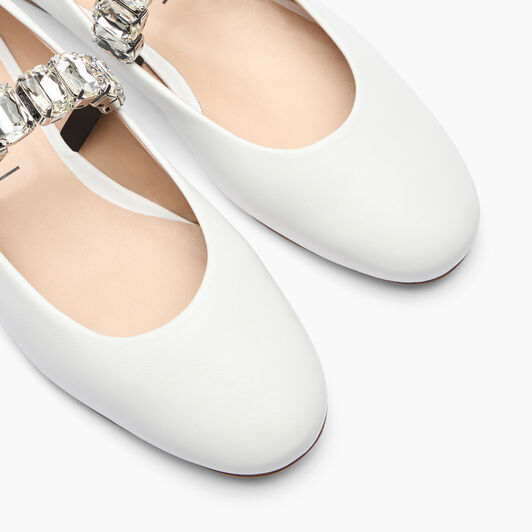 Casadei Crystal Ballet Flats White 1A283J0101C2675